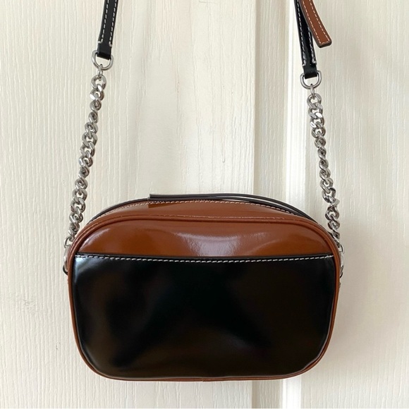 Tory Burch McGraw Color Block Patent Leather Canvas Camera Crossbody Bag - Picture 10 of 15